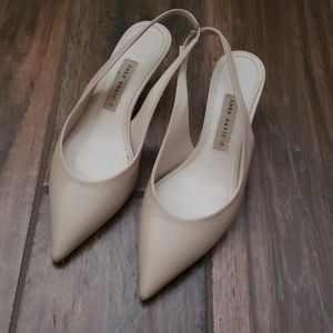 Zara Kitten Heel Slingback Nude Pumps Size 5